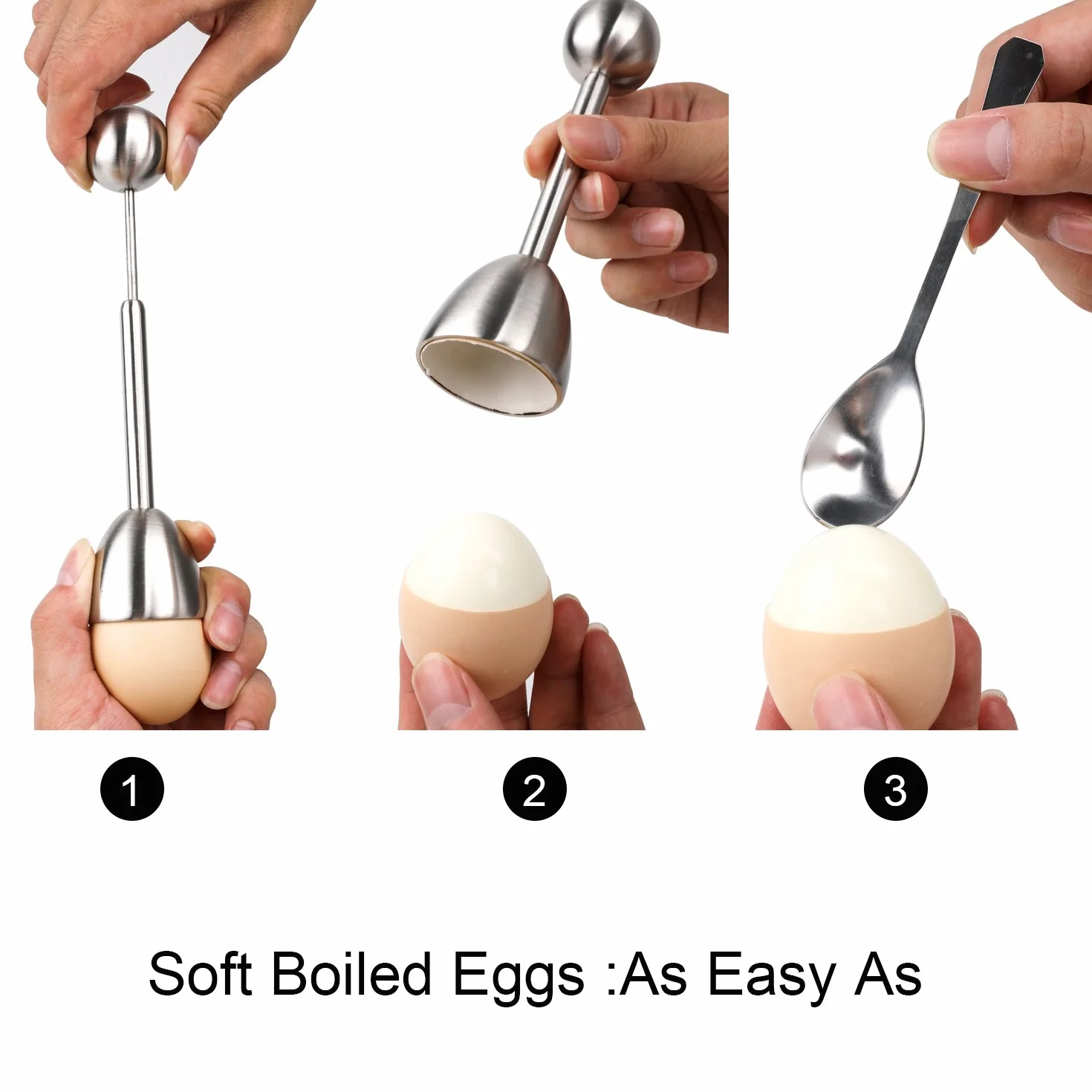 Rompiuova set- duro & morbido uova sode separatore strumento di rimozione, Egg cutter, guscio d' uovo, uovo cracker- include cucchiai e tazze – Shell Remover & cutter Egg Topper Set