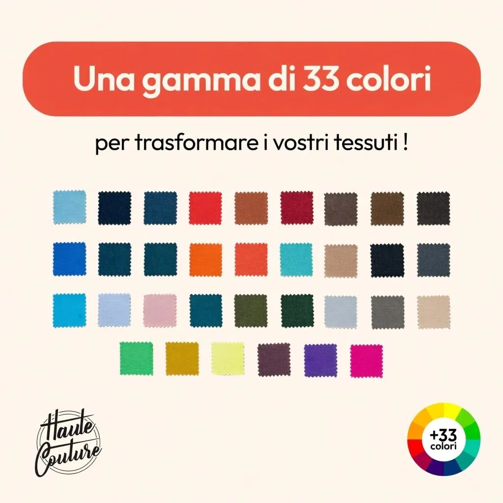 Tintura tessile - Haute Couture - 33 colori - Tutto in uno - 350 g - Abbigliamento e Tessuti - Rosso Brillante