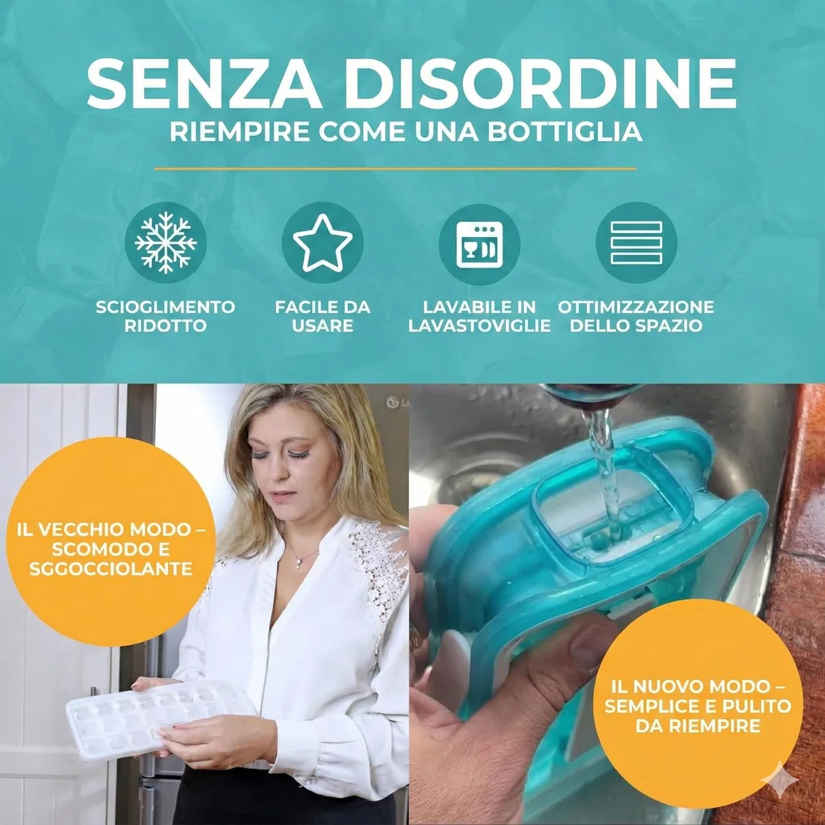 Icebreaker Vassoio per cubetti di ghiaccio in silicone, Pop 2.0 2024, 1 pezzo, Azzurro