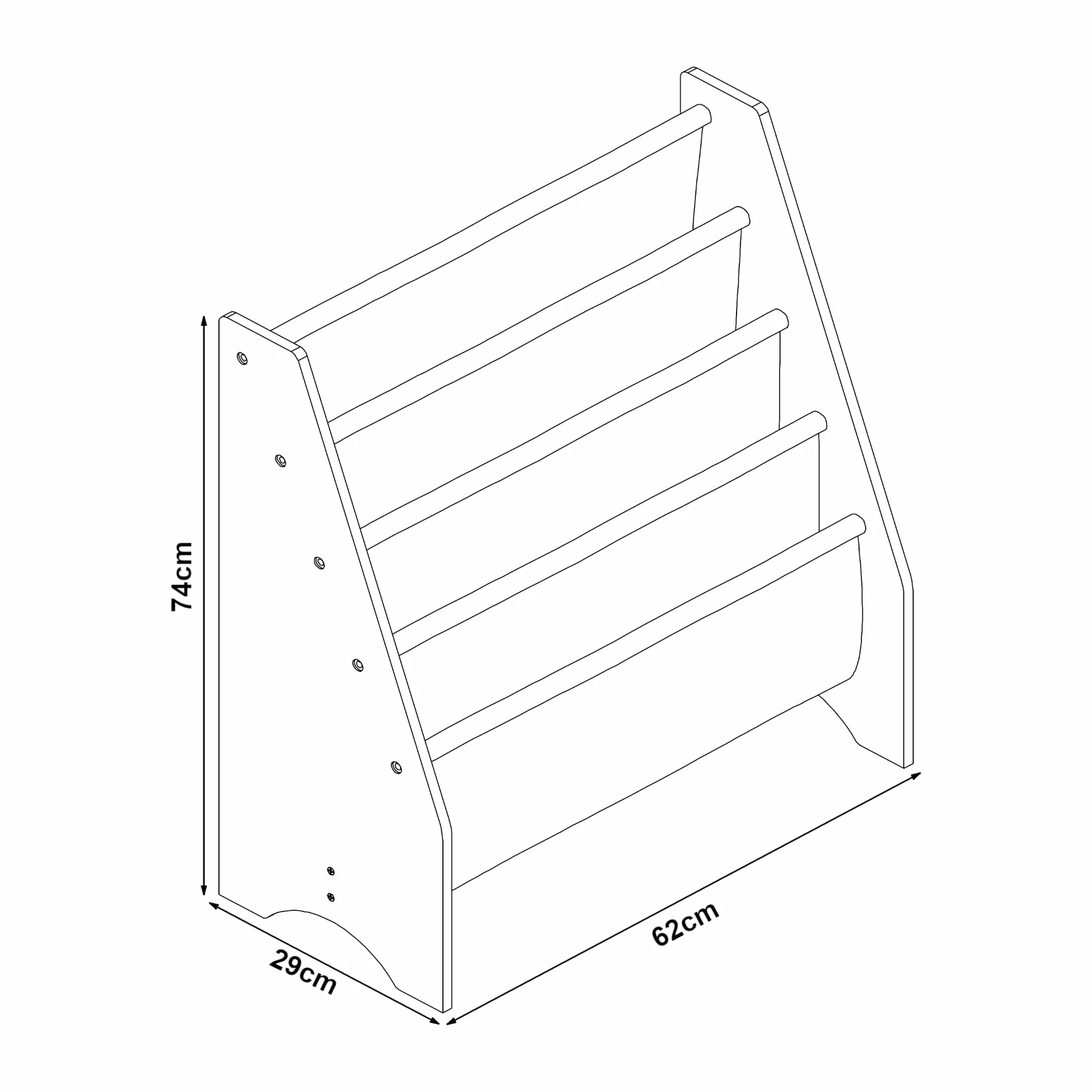 [en.casa] Scaffale per Cameretta con 4 Contenitori Morbidi a Scaletta - Mobile Porta Libri a Misura di Bimbi - Decorazione Unicorno - Rosa/Viola