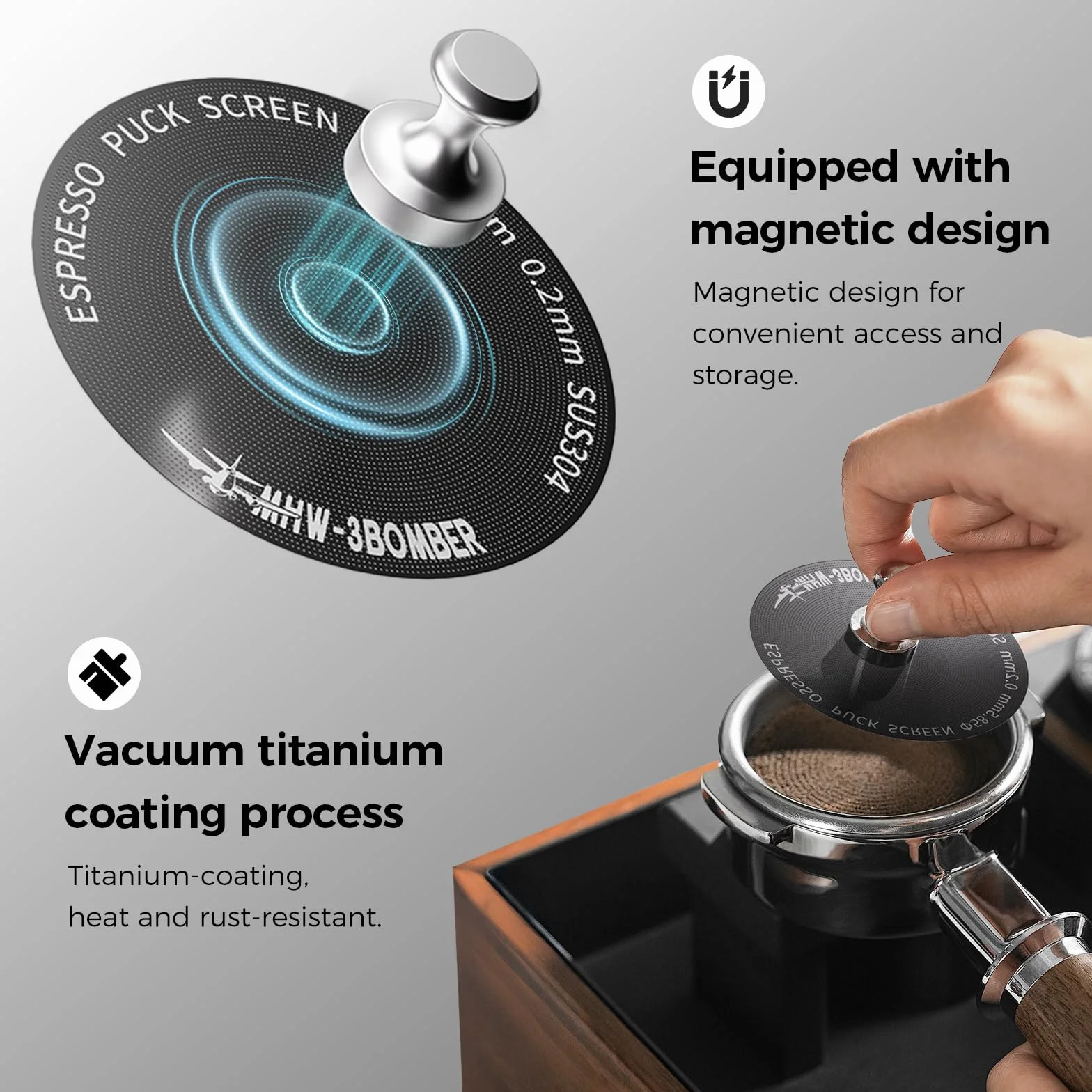 MHW-3BOMBER Schermo ultra sottile 0,2 mm Espresso Puck FG5642-OS
