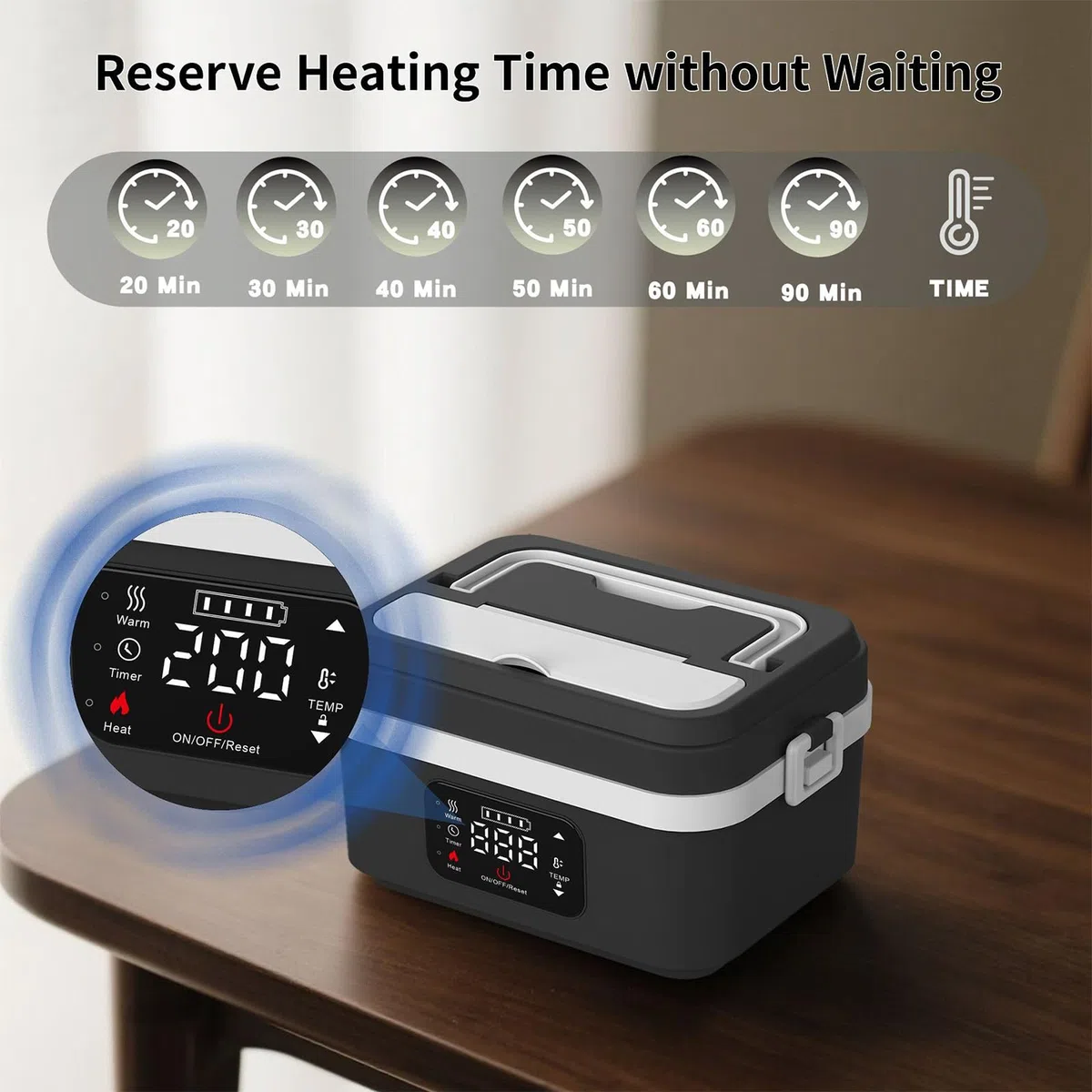 Scatola per il pranzo elettrica senza fili per adulti, 1 l 16000 mAh, ricaricabile, ciotola riscaldata, per il pranzo con riscaldamento automatico, per viaggi, ufficio, picnic (nero)