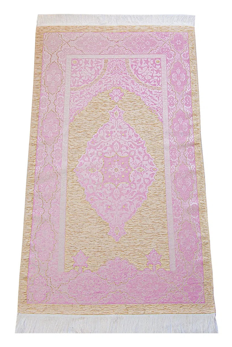ihvan online Set regalo di preghiera per uomini e donne, tappeto da preghiera musulmana, tappetino Salah, perline Taasbih, arabo, Santo Corano, set regalo islamico per Ramadan ed Eid, rosa