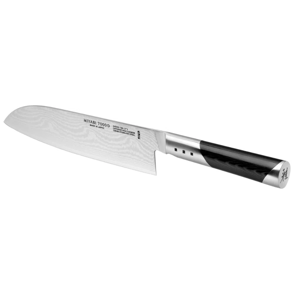 MIYABI Coltello Santoku, Lunghezza lama: 18 cm, Lama larga, Acciaio inox speciale/Impugnatura in micarta, 7000 D