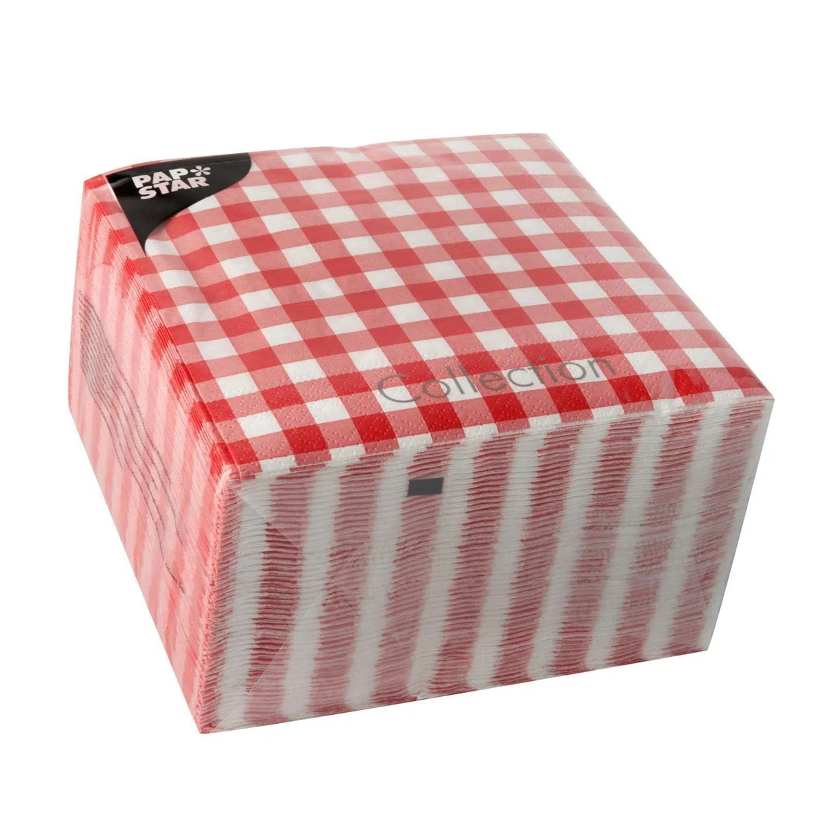 PAPSTAR Tovaglioli con motivo a quadri Vichy, 330 x 330 mm, stampati, 14 pieghe, 3 strati, tessuto a quadretti rossi e bianchi, 1 pezzo (87102)