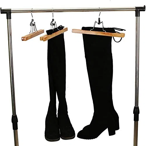 Grucce antiscivolo in legno serie 8 pezzi clip di rotazione antiruggine per pantaloni, gonne e pantaloni, finiture naturali