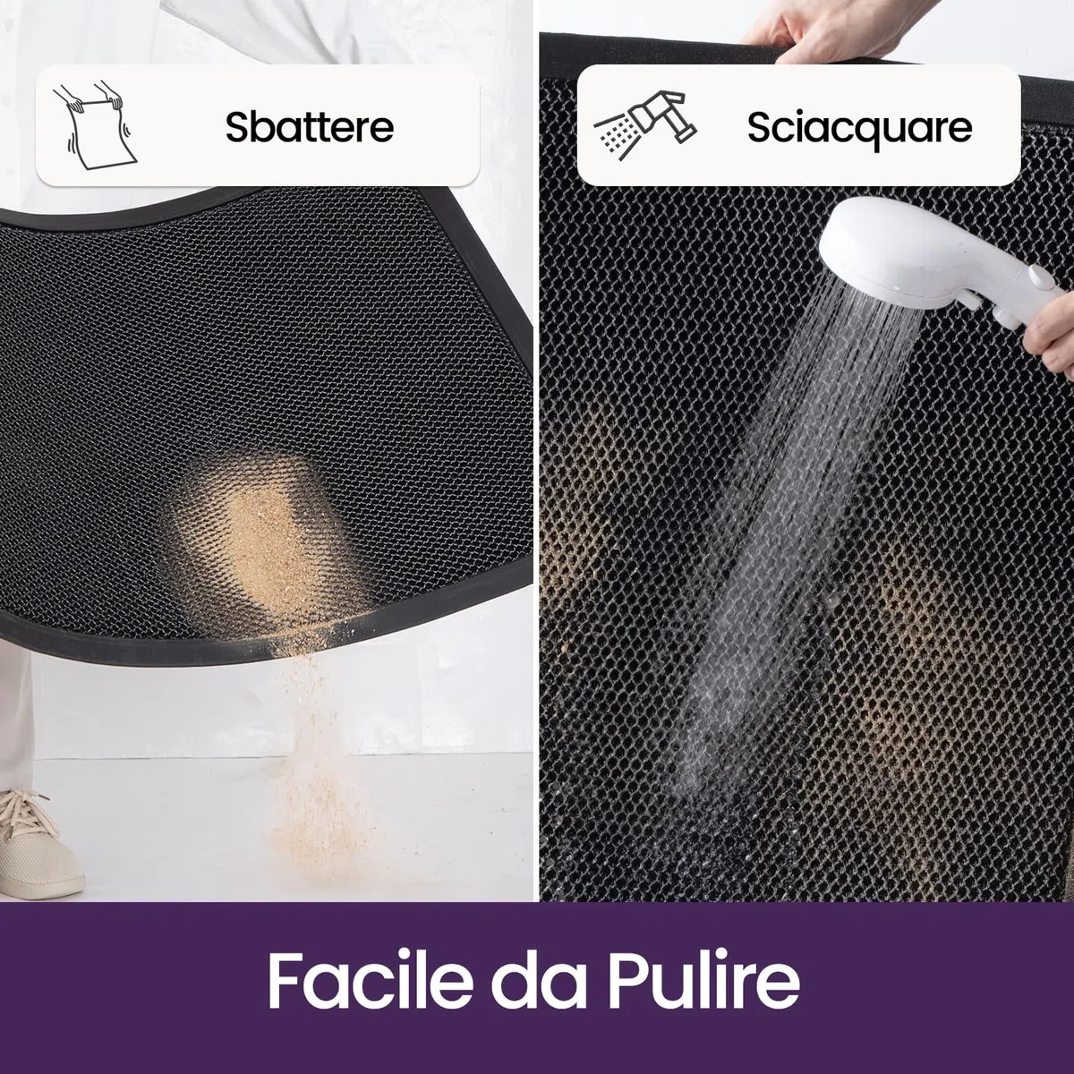 DEXI Zerbino Ingresso Esterno 60 x 90 cm, Zerbini Antiscivolo, Assorbente Di Sporco e Lavabile, Impermeabile Tappeto per Porte Anteriori e Posteriori, Grigio scuro