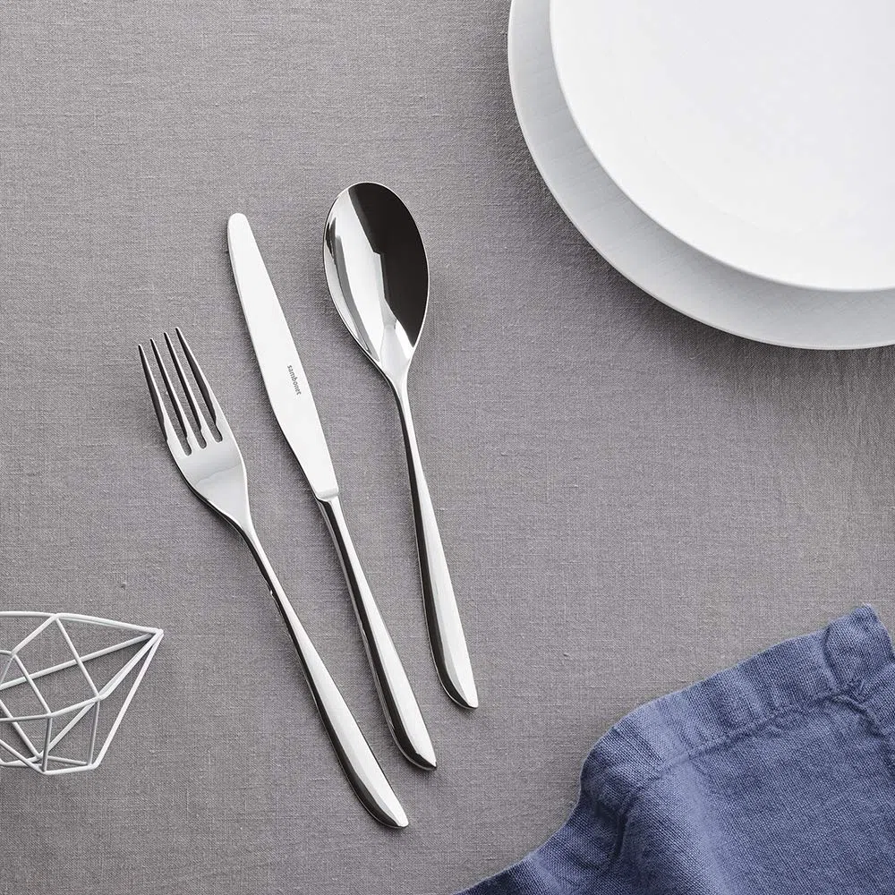 Sambonet 52163-81 Leaf - Set di Posate da Tavola monoblocco in acciaio inox 18/10, per 6 persone, 24 pezzi: 6 forchette, 6 cucchiai, 6 coltelli, 6 cucchiaini da tè