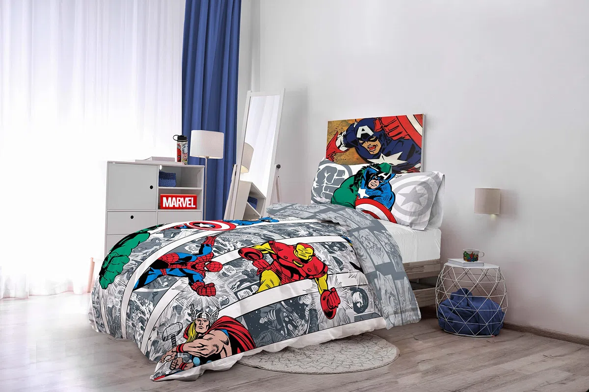 Jay Franco Marvel Comics Comic Cool 100% cotone copripiumino 200 x 200 cm matrimoniale con 2 federe 50 x 70 cm