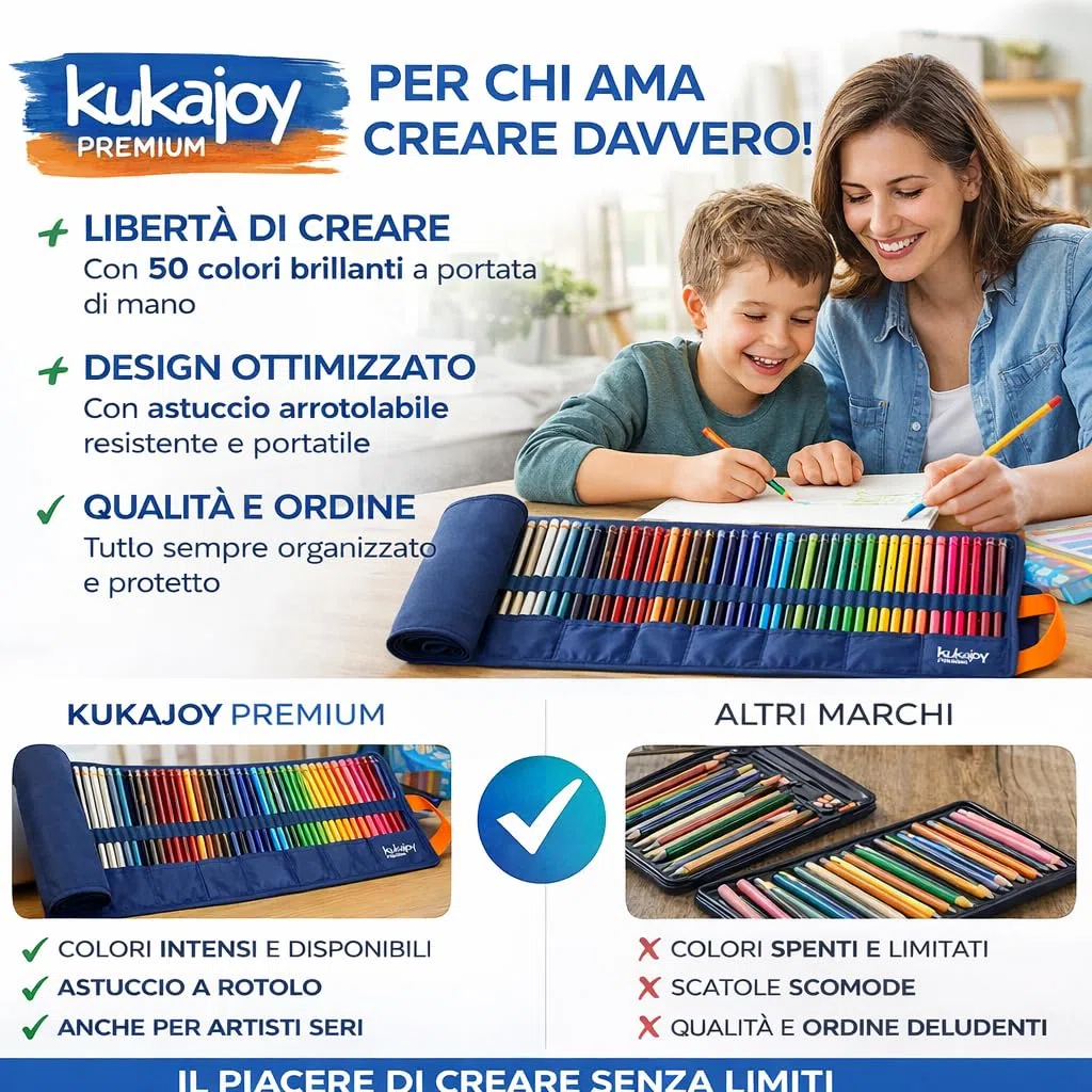 50 Pastelli A Olio + Astuccio Rotolo - MINA 4.0 - Matite Colorate da Disegno e Schizzo per Bambini e Adulti – Set Artistico Completo per Colorare, Pastelli Ad Olio Per Scuola e Hobby Creativi, Rosso