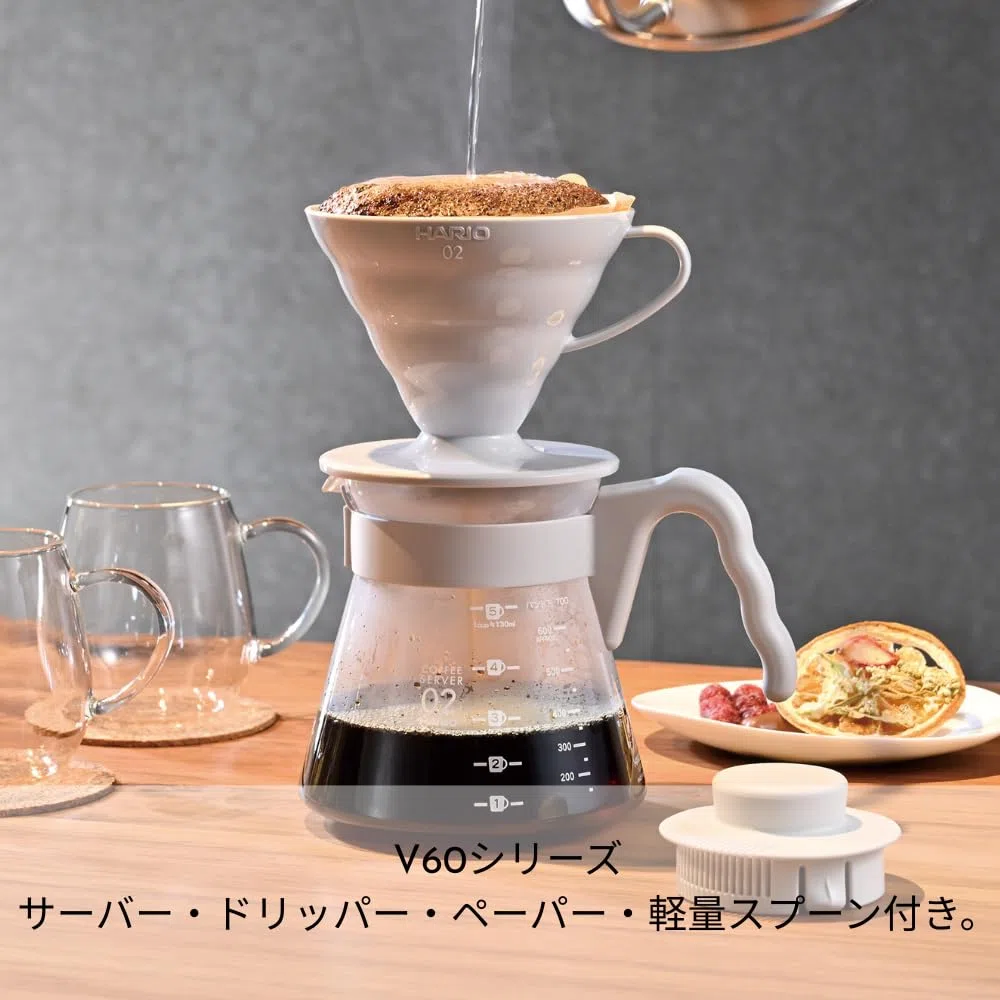 HARIO KIT V60 VETRO GRIGIO CHIARO E PP 1-4 TAZZE
