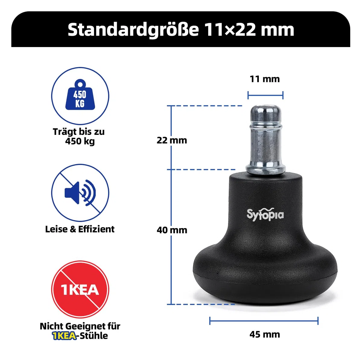 Bell Glides sgabello rotanti o ruote sostituzione sedia ufficio