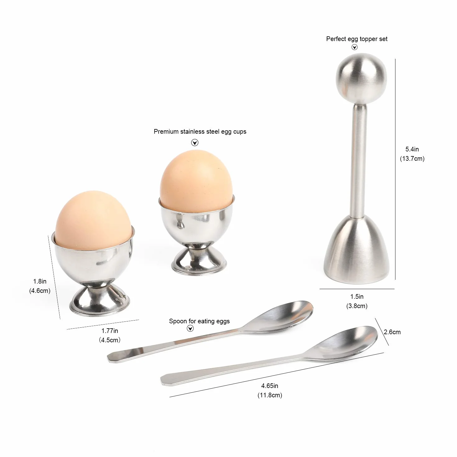 Rompiuova set- duro & morbido uova sode separatore strumento di rimozione, Egg cutter, guscio d' uovo, uovo cracker- include cucchiai e tazze – Shell Remover & cutter Egg Topper Set
