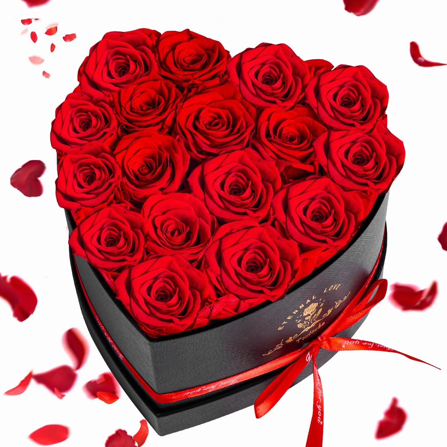 17 Pezzi Regalo di Festa della Mamma per Donne con Rose Stabilizzata Vera - Fiori Eterni in Scatola Cuore, Ideale​ per Lei Fidanzata Mamma, Fiori Stabilizzati, Regalo Compleanno, Romantico, Donna