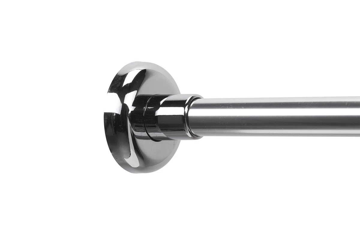 Croydex AD103000 - Bastone telescopico per tende doccia a forma di L, Argento, 74 x 140/260 cm