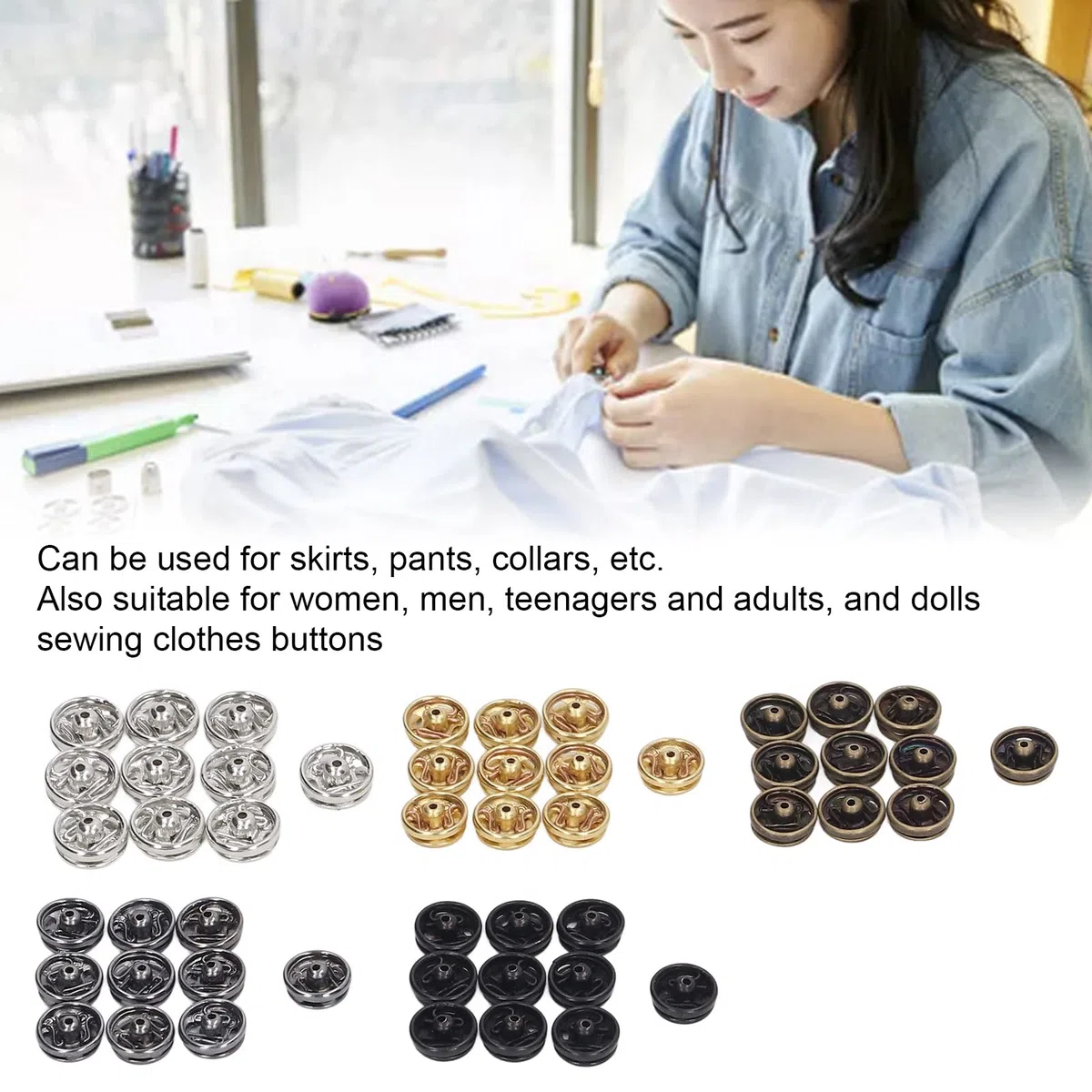 Tyenaza 100 Pezzi Bottoni Automatici da Cucire, Mini Bottoni a Pressione da 5 mm, 5 Colori, Bottoni Automatici in Metallo, per Vestiti Borsa Artigianale in Pelle Borsa per Cucire Riparazioni fai-Da-Te