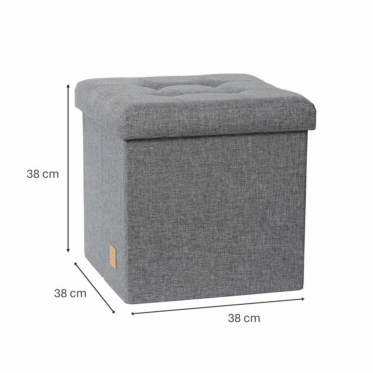 LOVE IT STORE IT Premium Pouf Contenitore Pieghevole - Cubo Sgabelli in Lino - Rinforzi In Legno - 38x38x38 cm - Grigio