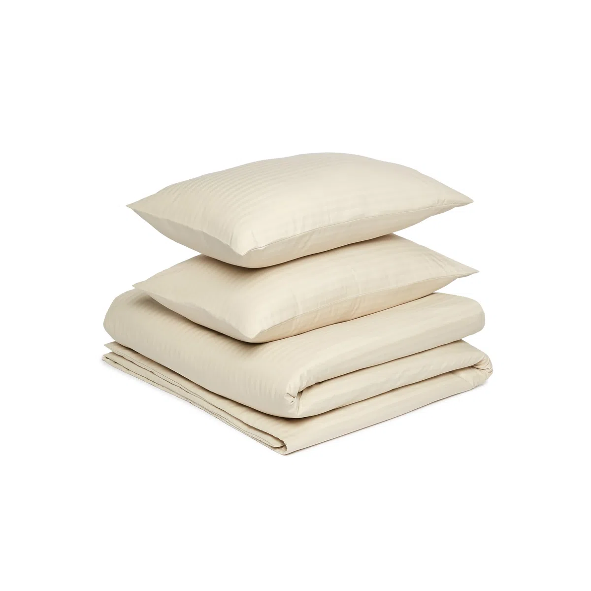 Amazon Basics Set copripiumino Matrimoniale in microfibra, 3 pezzi, copripiumino da 240 x 220 cm e 2 federe da 50 x 80 cm, beige, a righe