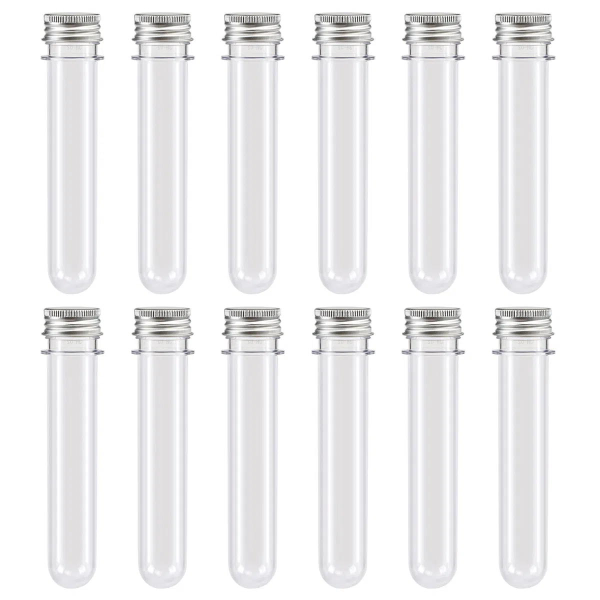 Gwhole 12 Pezzi Provette di Plastica Trasparente con Tappi di Spinta, Bomboniera Portaconfetti Contenitori di Perline, 40ml