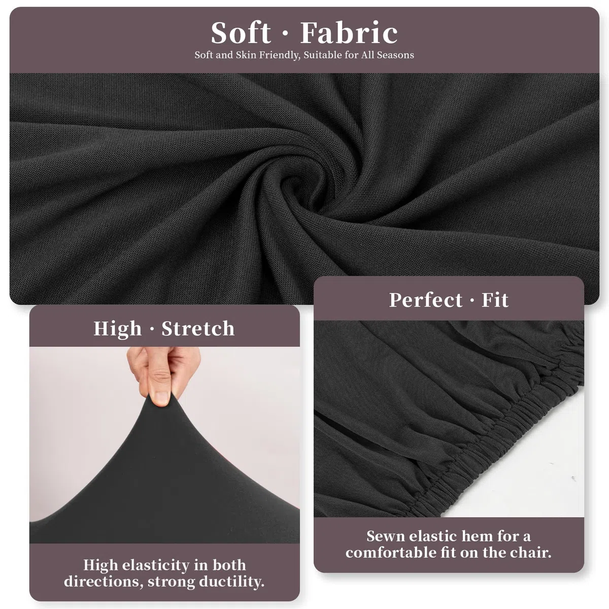 Coprisedie con Schienale 4PCS, Universale Fodere Coprisedie Moderno Coperture per Sedie Coprisedia Elasticizzato Lavabile Estraibile Copertura della Sedia Coprisedia per Hotel (Grigio Scuro, 4PCS)-C