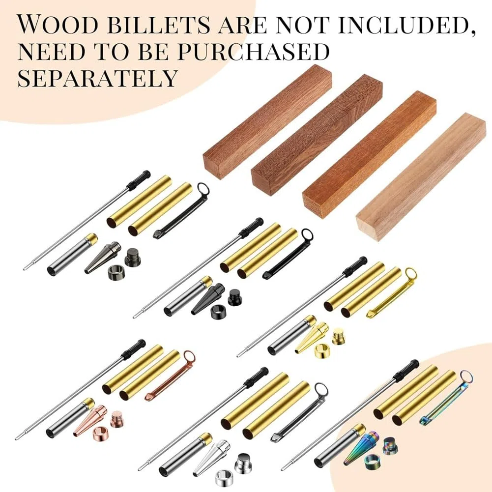 Kit Penna Twist WoodenTwist 7mm, Kit Penna Sottile Twist, Set Penna con Ricambio Tornio In Rame Fai-Da-Te per la Realizzazione di Penne In Legno, Forniture per Ufficio C.