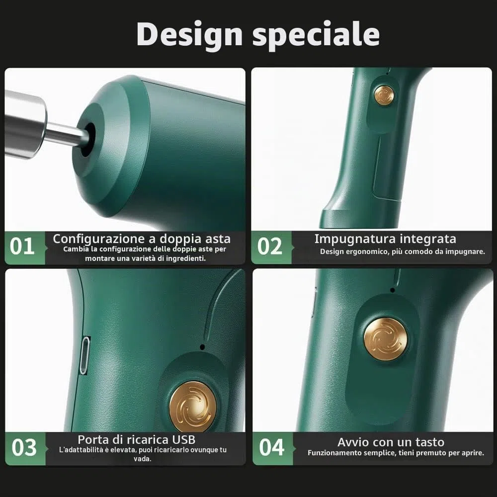 Frusta elettrica portatile, frusta elettrica portatile, ricaricabile tramite USB, frusta per uova, frusta, miscelazione, budino (bianco)