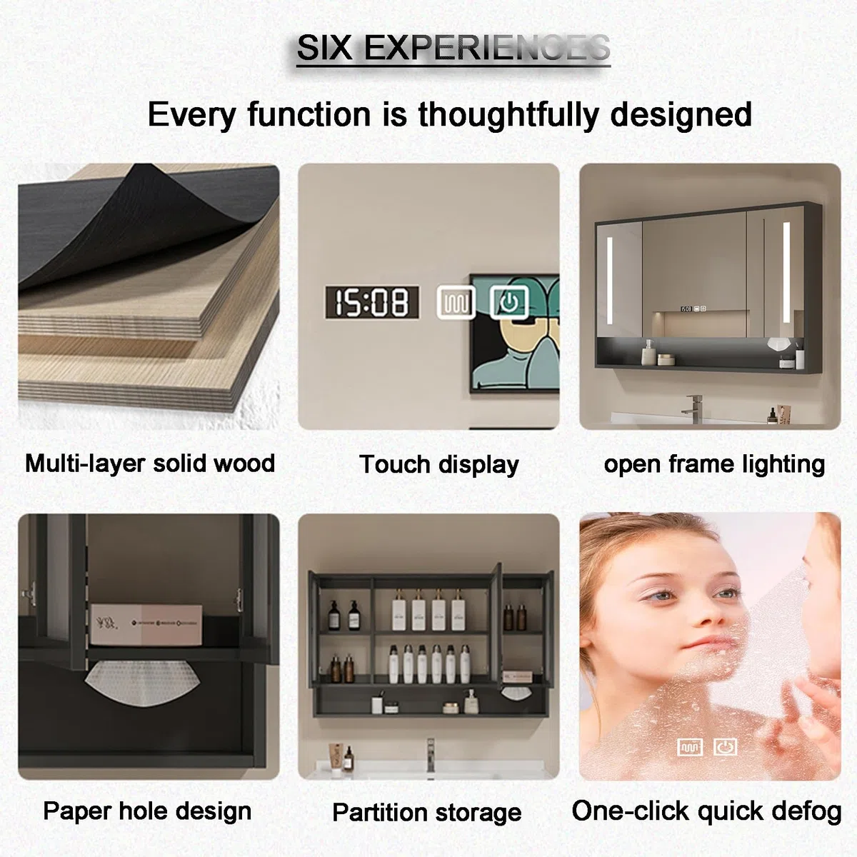 Specchio Contenitore Bagno，Armadietto a Specchio da Bagno con Luci e Contenitori，Armadietto da Bagno sospeso，Armadietto a Specchio Antiappannamento，dimmerabile(A,W120*H70cm/W47.2*H27.6in)