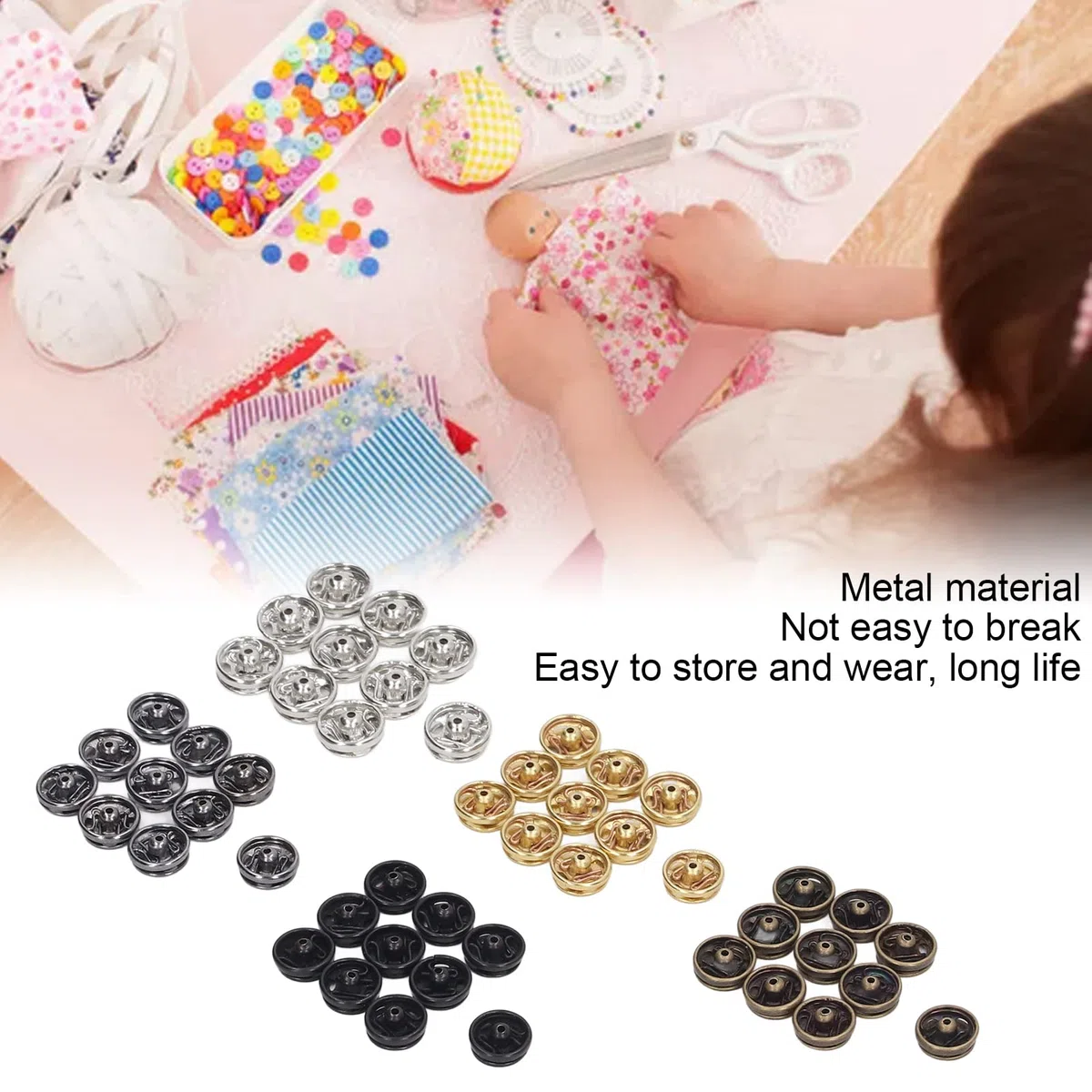 Tyenaza 100 Pezzi Bottoni Automatici da Cucire, Mini Bottoni a Pressione da 5 mm, 5 Colori, Bottoni Automatici in Metallo, per Vestiti Borsa Artigianale in Pelle Borsa per Cucire Riparazioni fai-Da-Te