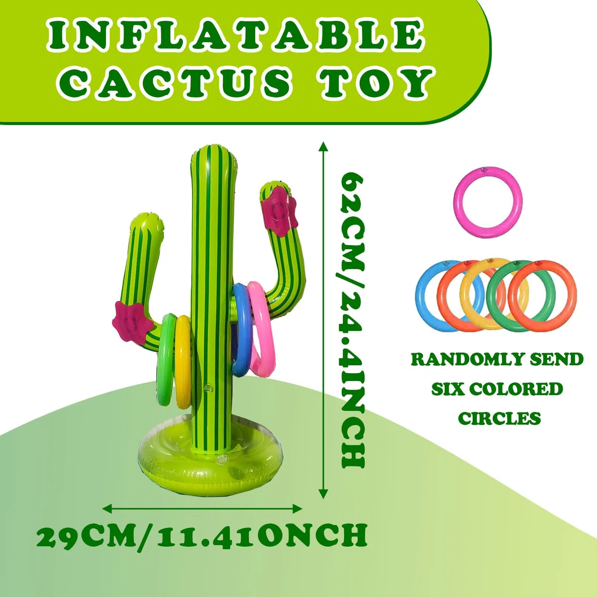 MIVAIUN Set di 7 pezzi di cactus anello lancio gioco gonfiabile cactus, Giocattoli Gonfiabili Piscina per Cactus, Gioco del Lancio Dell'anello,Feste a Tema Hawaiani giocattolo della piscina