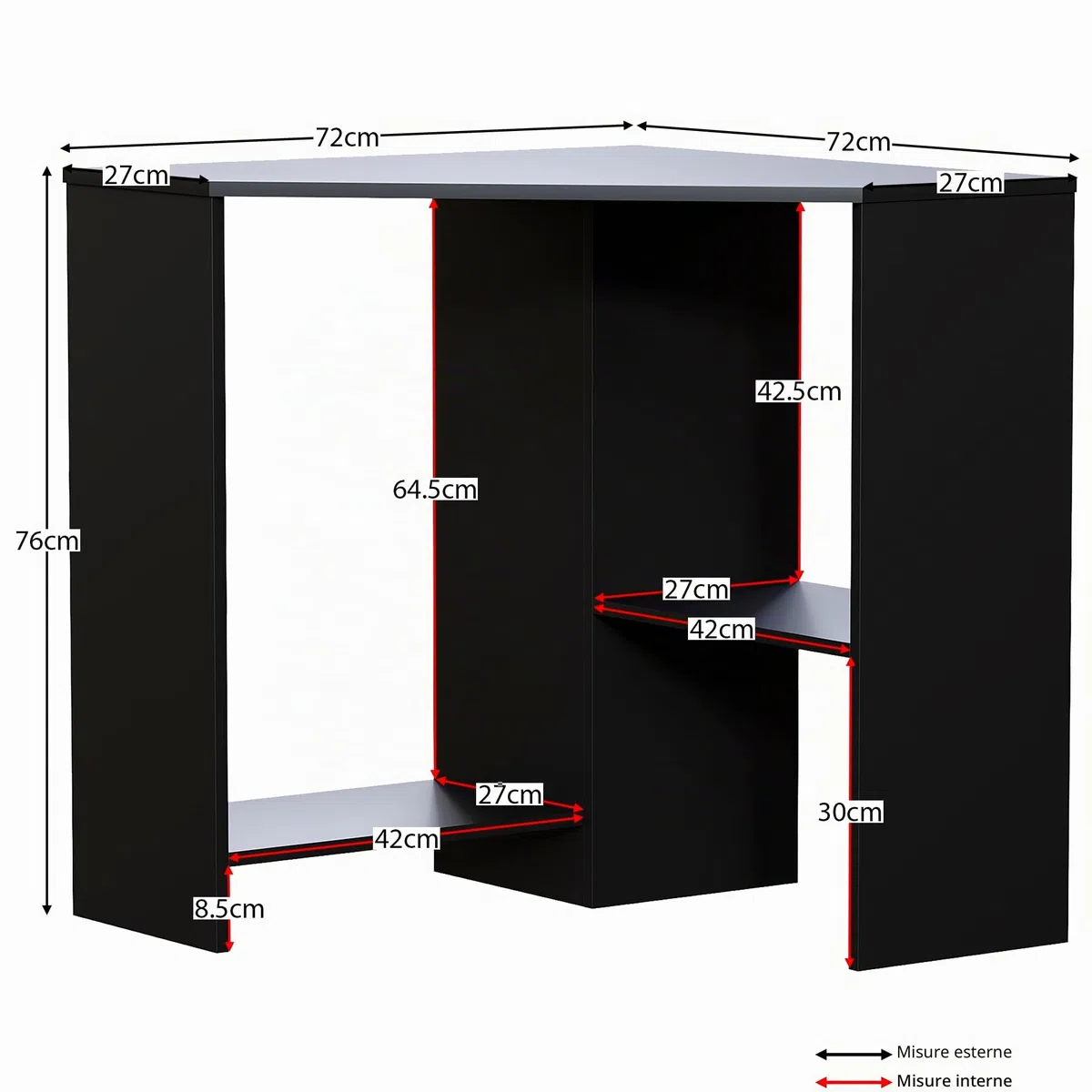 Vida Designs Hetton Scrivania Angolare per Computer con Mensole, per Casa e Ufficio, Tavolo per Computer Portatile, Postazione di Lavoro per Videogiochi, Mobili, in Legno, 76 x 100 x 70 cm