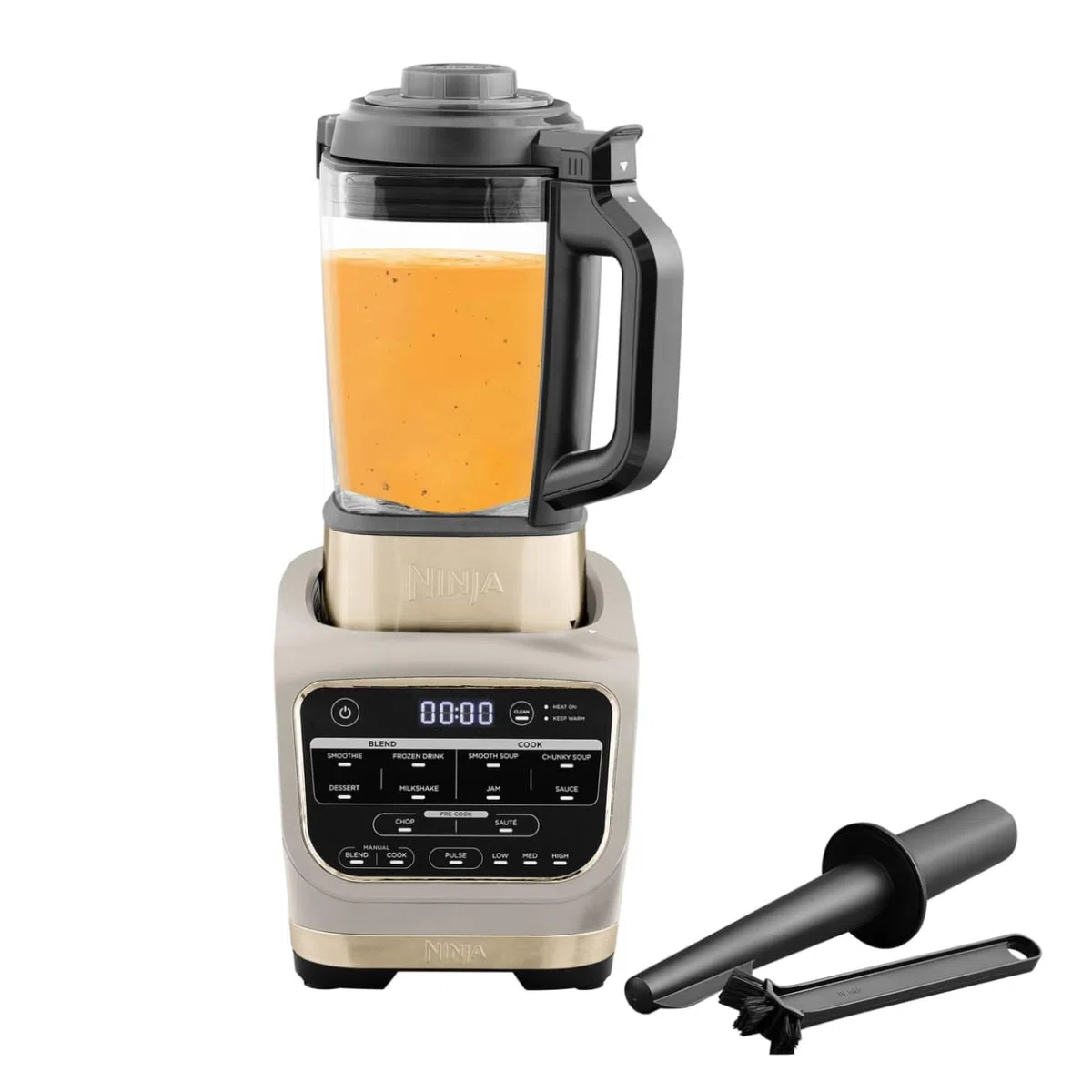 Ninja Foodi Frullatore Soup Maker, 1000W, caraffa in vetro 1,7L, 10 programmi, per cibo caldo e freddo, elemento riscaldante incorporato, programma di pulizia e spazzola, pietra oro, HB150EUSTGD
