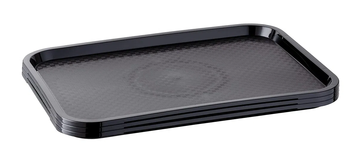 APS Vassoio fast food, infrangibile e lavabile in lavastoviglie, prodotto in Germania, 53 x 32,5 cm, altezza 2 cm (GN 1/1), nero, 553, 53 x 32,5 cm, h: 2 cm