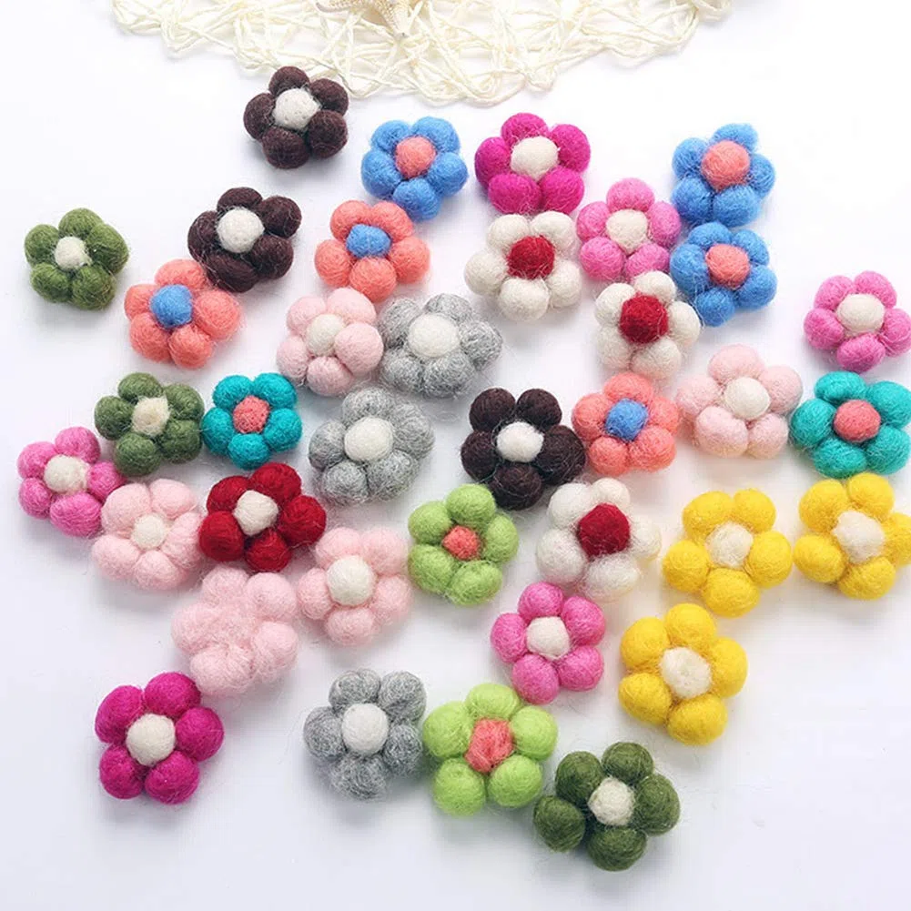 Fiore in Feltro, 10 Pezzi Feltro Fiori per Ornamenti, lavori a Mano, Fascia per Capelli, Vestiti, Accessori per Capelli, 3,5 x 3,5 cm
