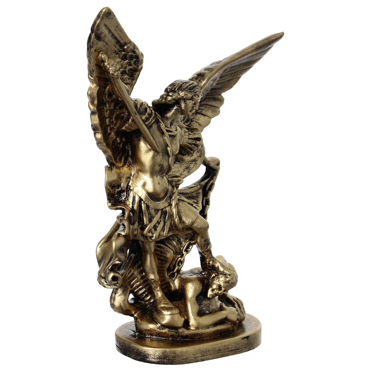 Holyart Statue in resina e PVC: Statua resina San Michele 15 cm effetto ottone