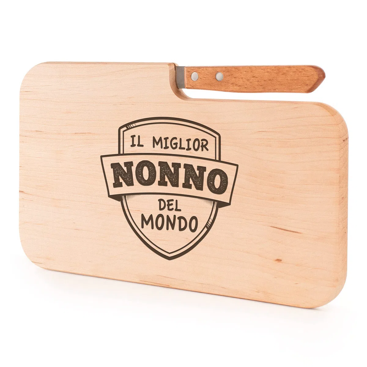 AMAVEL Tagliere in Legno con Coltello e Incisione per Il Miglior Nonno, Idea Regalo Festa del papà, Tagliere per Colazione o Aperitivi, Accessori da Cucina di Design