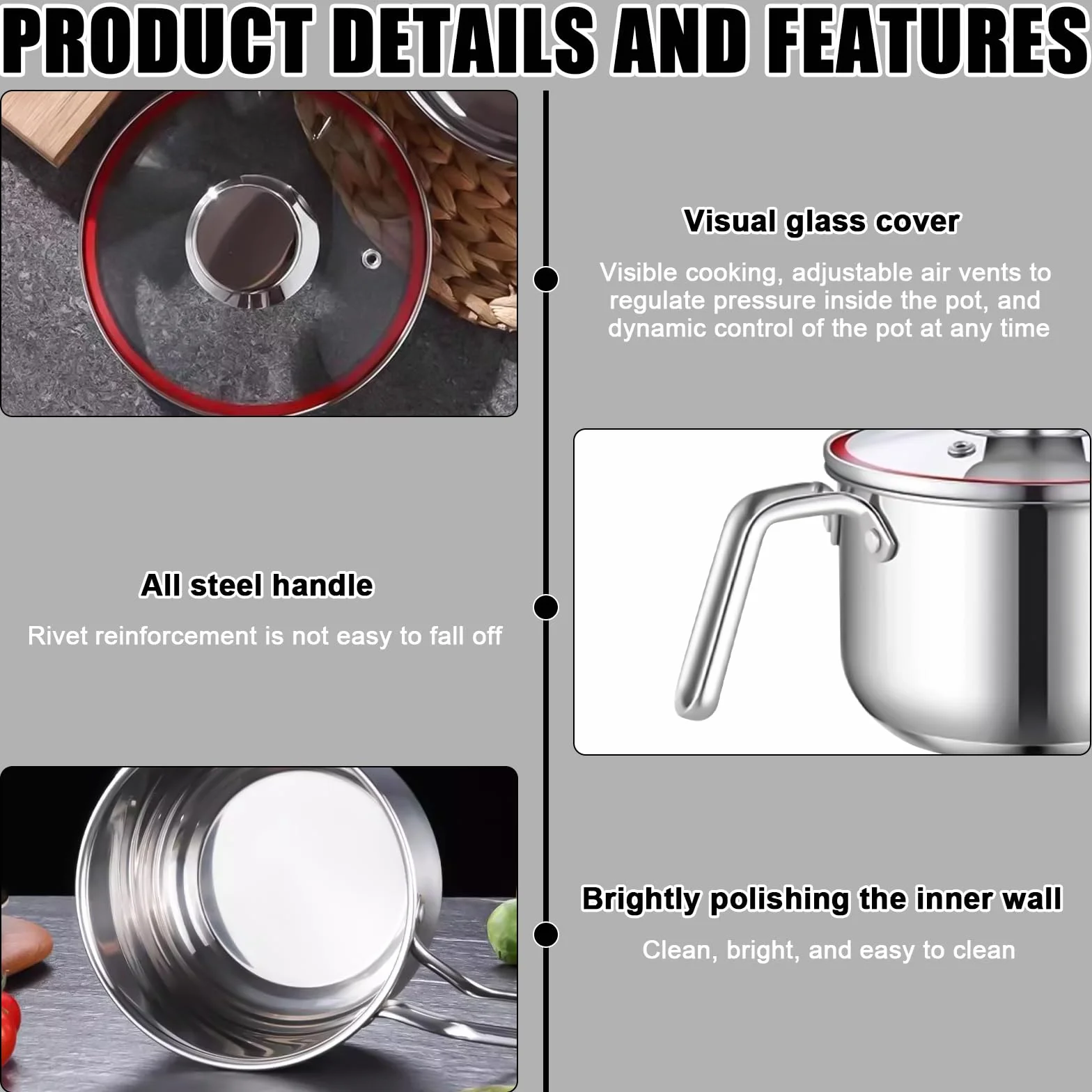 Pentola per latte a induzione in acciaio inox: mini pentola da 14 cm, per latte e porridge (304 acciaio/10 cm di profondità)