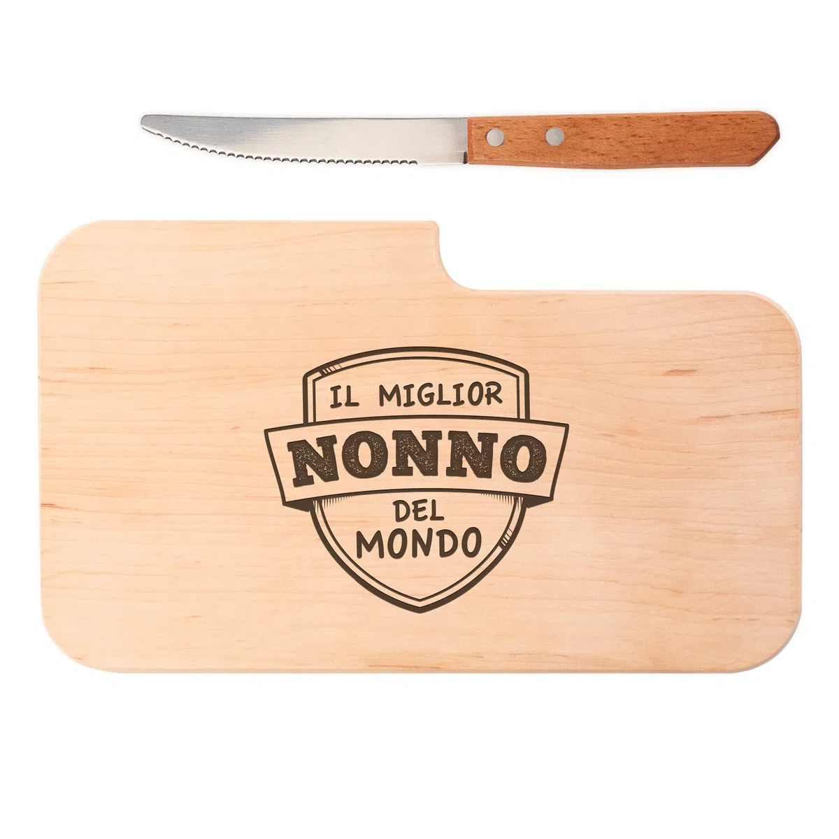AMAVEL Tagliere in Legno con Coltello e Incisione per Il Miglior Nonno, Idea Regalo Festa del papà, Tagliere per Colazione o Aperitivi, Accessori da Cucina di Design