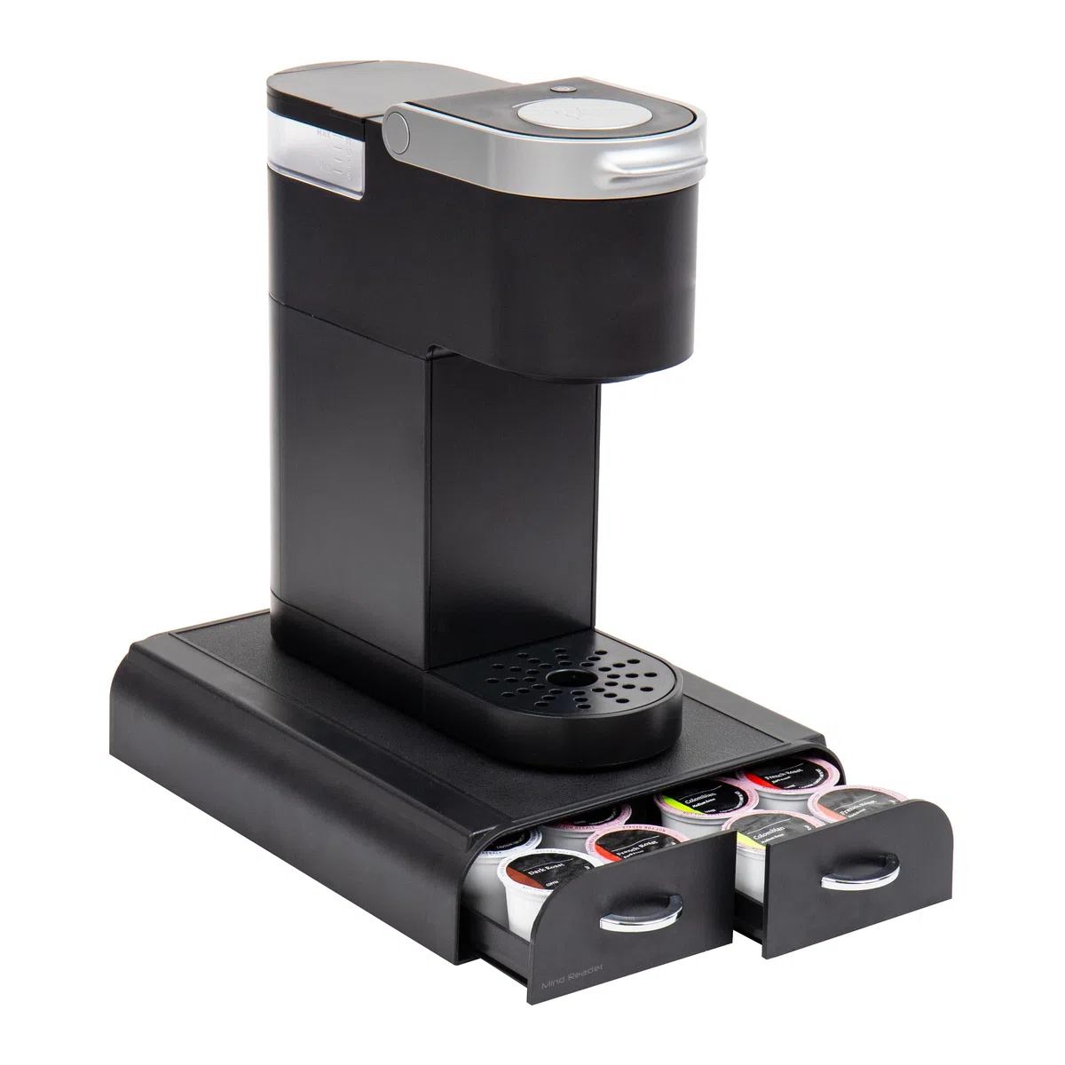 Mind Reader Anchor Collection, cassetto per cialde da caffè a 2 cassetti, capacità di 24 cialde di caffè, compatibile con Keurig Mini Series, organizer da bancone, base per macchina da caffè, nero