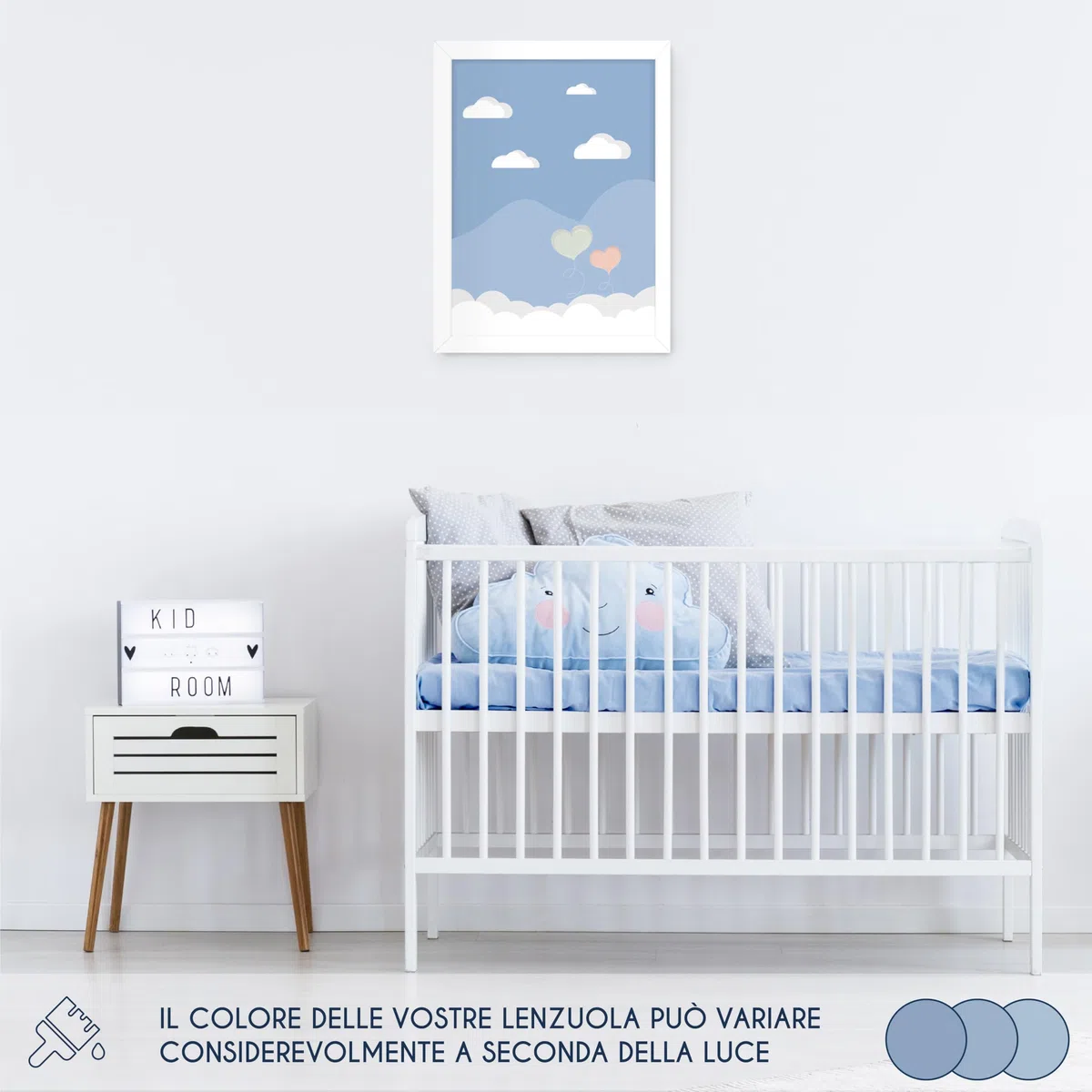 Dreamzie Set 2 Lenzuolo con Angoli Cotone Bambini - 70x140 - Oeko Tex certificato - Bianco E Blu - Lenzuolo Lettino 70x140