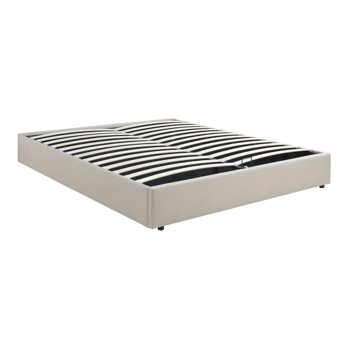 [en.casa] Struttura Letto Matrimoniale King Size 180x200 cm con Zona di Riposo Ribaltabile Contenitore Letto Doppio a 2 Piazze Rivestito in Tessuto Effetto Lino - Beige
