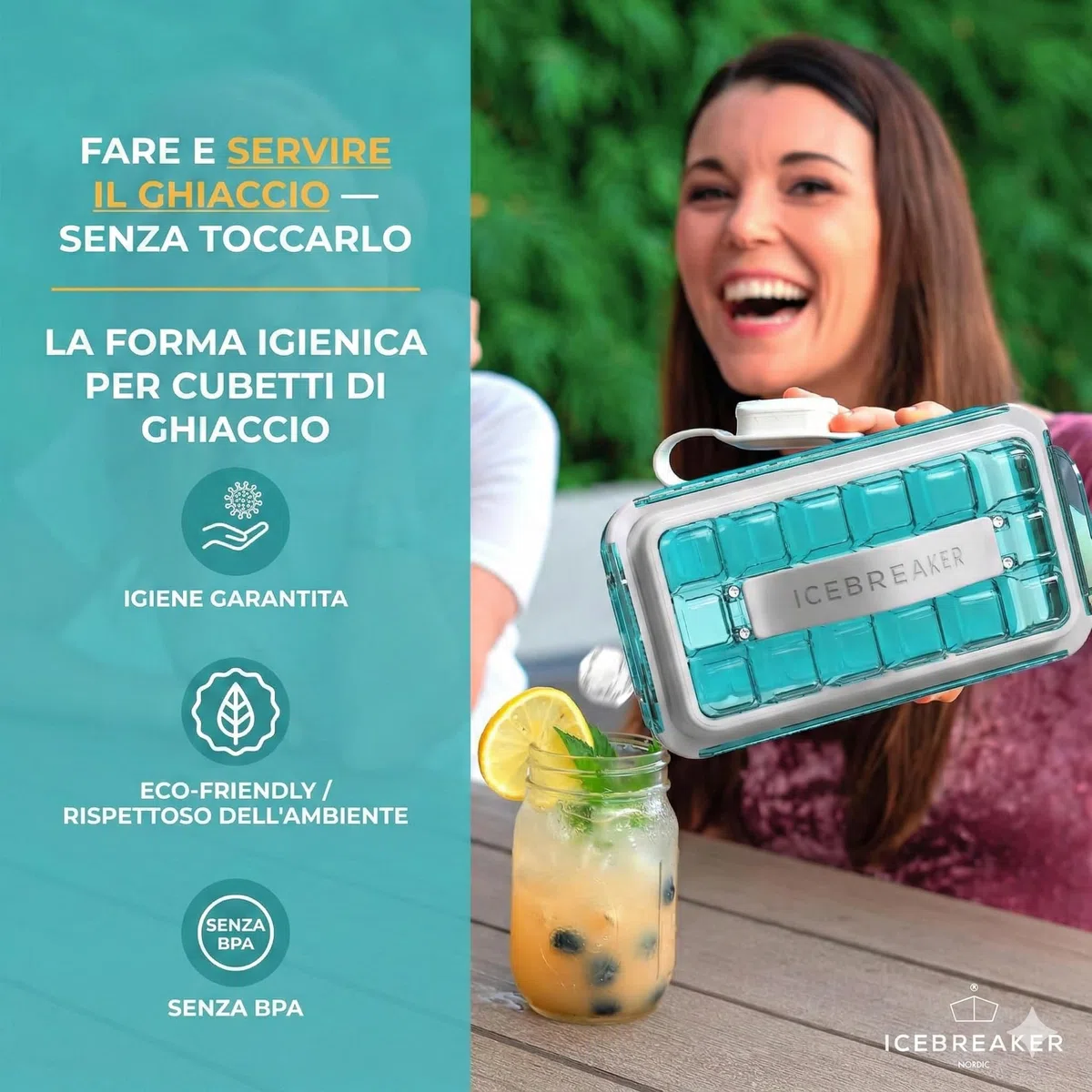 Icebreaker Vassoio per cubetti di ghiaccio in silicone, Pop 2.0 2024, 1 pezzo, Azzurro