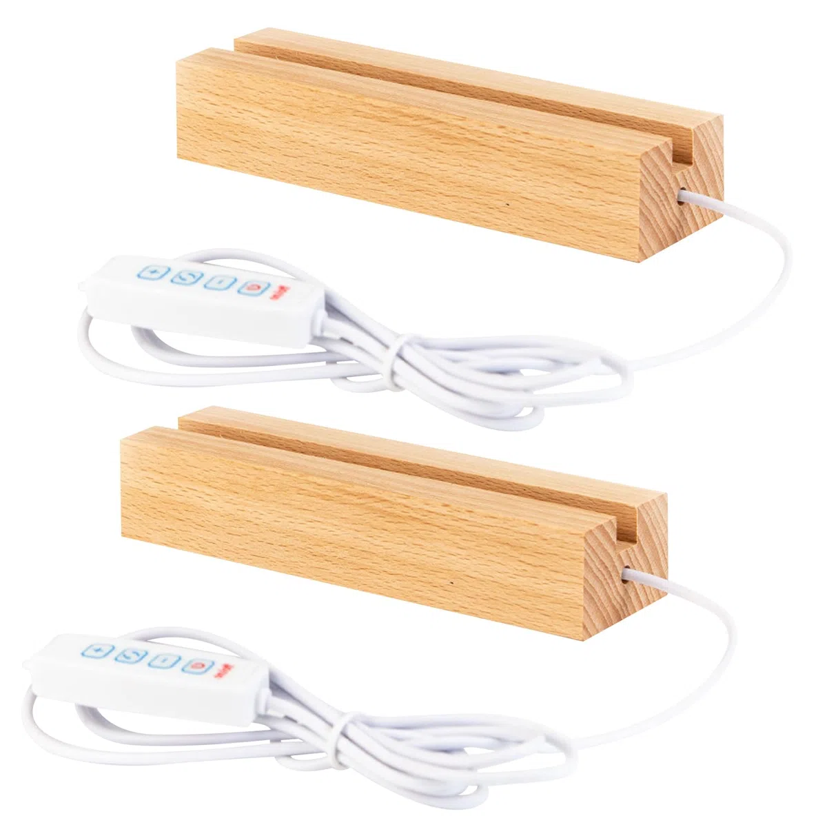 2 Pezzi Base per Display con Luci LED: Base Rettangolare in Legno per Luci Calde, Supporto USB per Desktop con Luci LED per Piastra in Acrilico da 5mm, Piastra in Vetro, Resina (30x45x300mm)