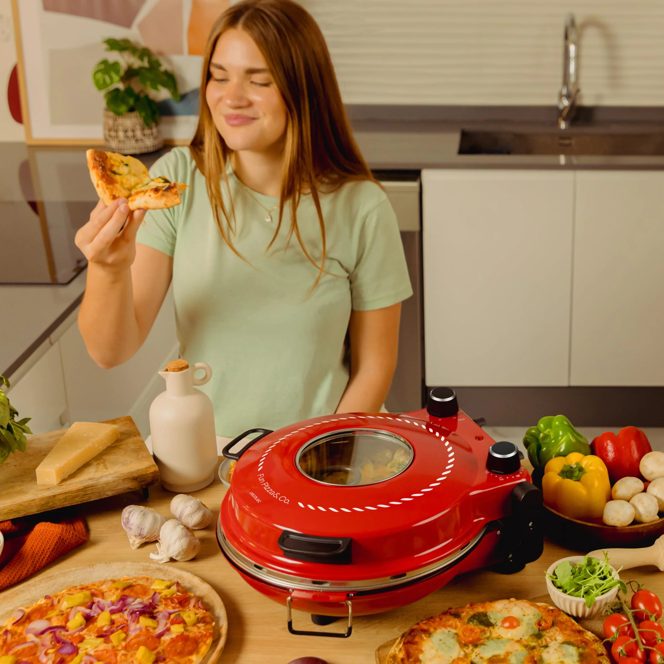 Cecotec Forno Pizza Elettrico Grill Pizza&Co Mamma Mia Window. 1200W, Temperatura 400ºC, Timer 15m, Termostato, Cottura Pietra, Resistenze Superiori e Inferiori, Finestra Visualizzazione