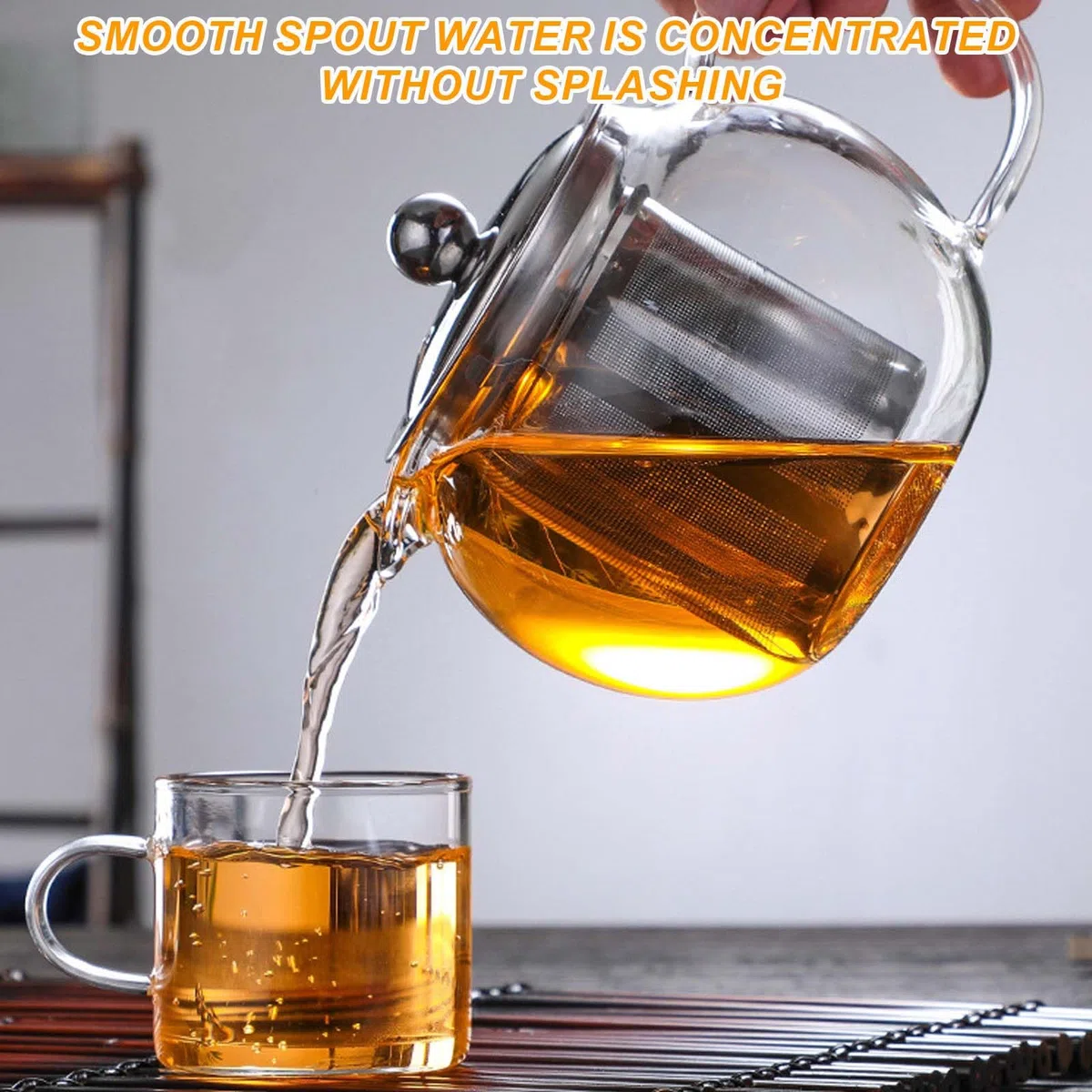 Teiera in vetro con fornellino, 1300 ml, teiera in vetro borosilicato con inserto in acciaio inox e coperchio rimovibile, incluso forno per tutti i tipi di tè (tè alle erbe, tè alla frutta, tè verde)