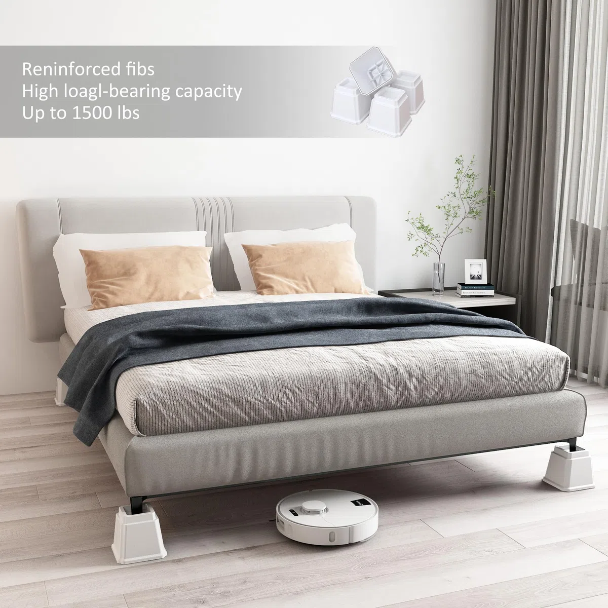 Lutown-Teen, rialzi per letto da 10 cm, resistenti, rialzi per mobili per divani, alzate per sedie, rialzi per tavoli, set da 4 pezzi, colore bianco