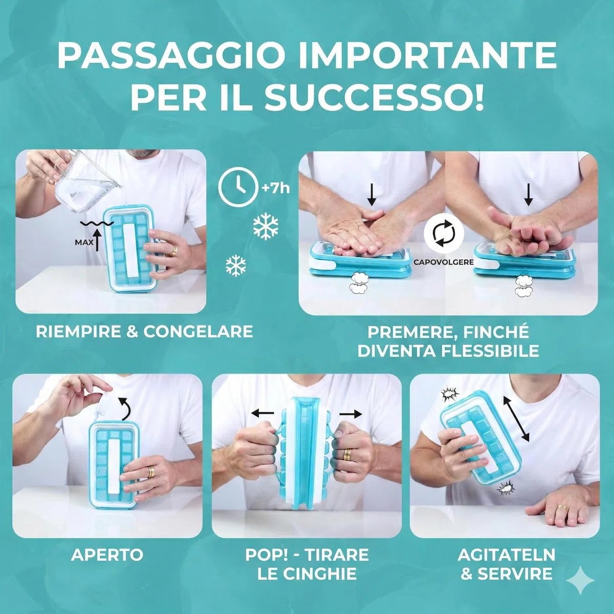 Icebreaker Vassoio per cubetti di ghiaccio in silicone, Pop 2.0 2024, 1 pezzo, Azzurro