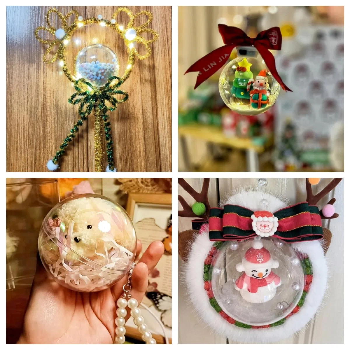 Palline vuote in acrilico trasparente, riempibili, palline in plastica trasparente fai da te, per regali di Capodanno, albero di Natale, decorazione per la casa, matrimoni, feste (5cm/2pollici