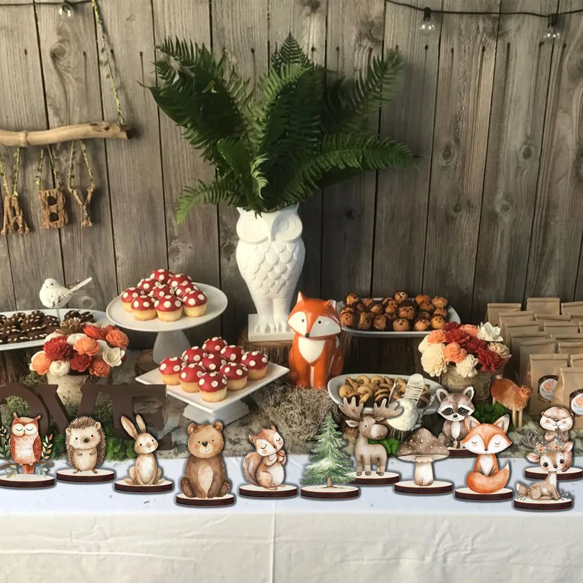 Wald Babyparty Addobbo 12 Pezzi Foresta Ornamenti Centro Tavola