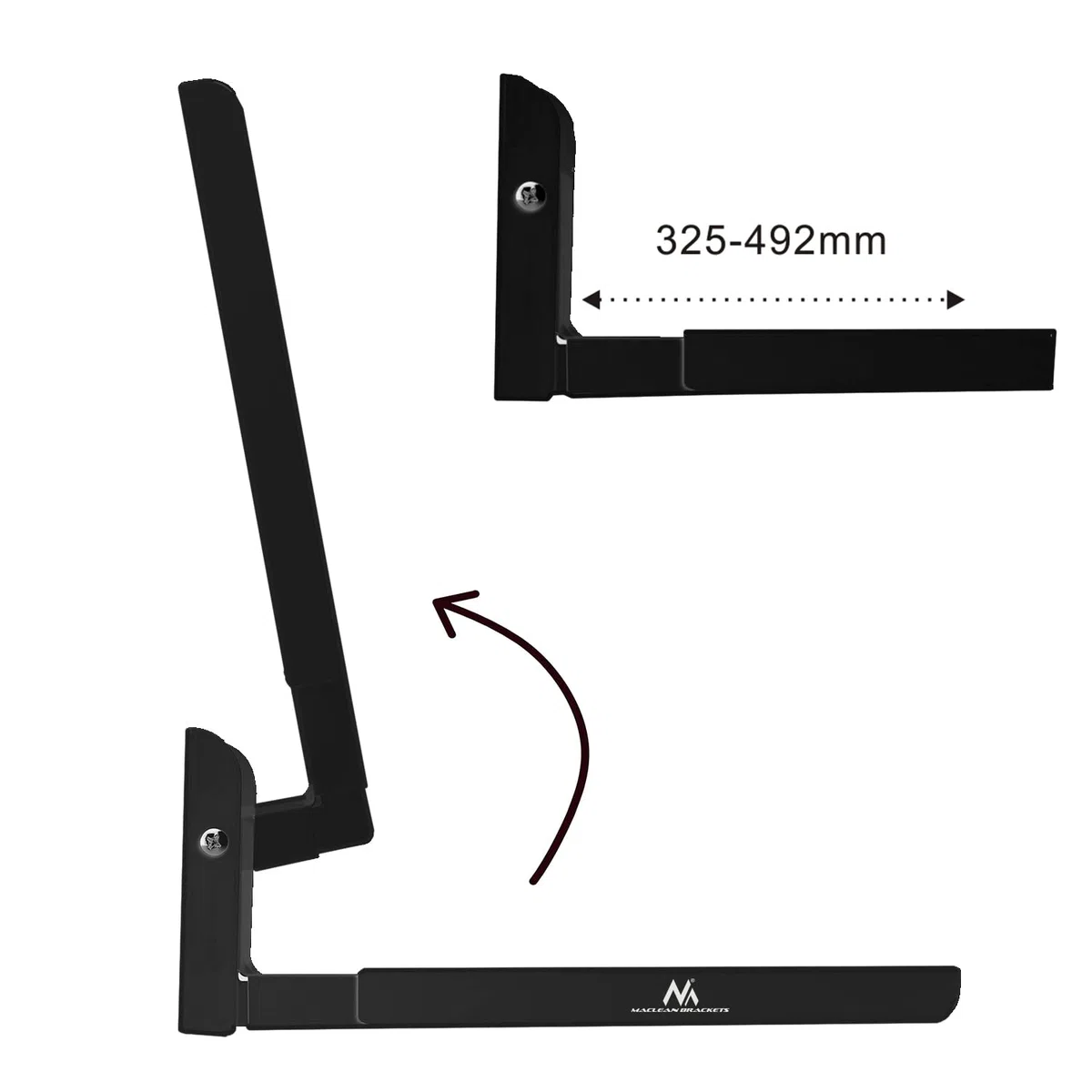 Maclean MC-915B Supporto universale per microonde con braccio telescopico, per forno a microonde, forno fino a 30 kg (Nero)