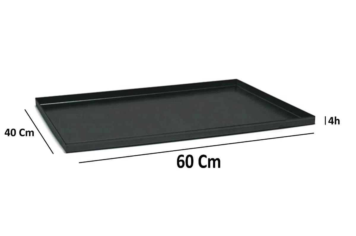 Teglia rettangolare in ferro blu con bordo dritto, diametro 60x40 cm